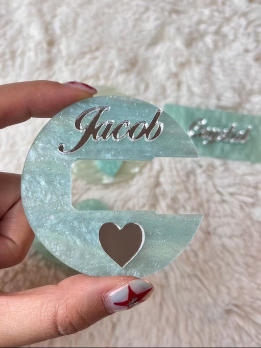 Flip Straw Heart Stanley Name Plate