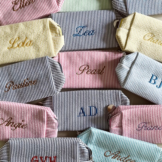 Custom Name Stripe Make Up Bag